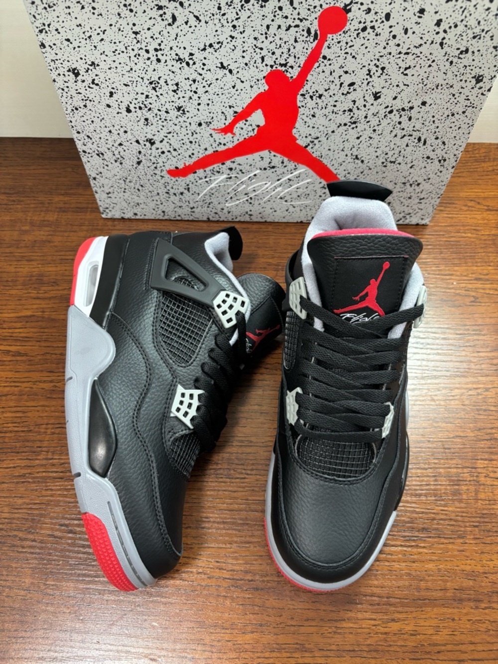 Air Jordan 4 Retro Bred Reimagined 2024 -Men's Black/Red Basketball Sneakers - Picture 4 of 7